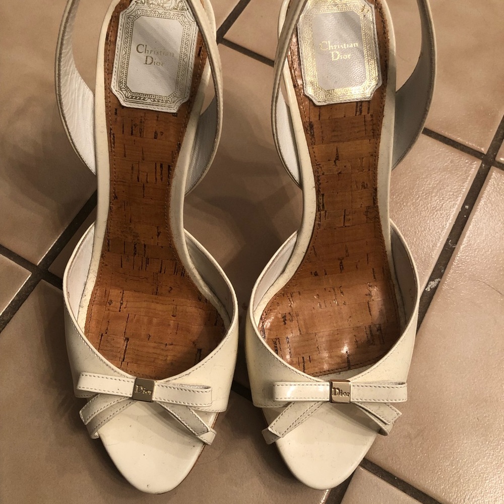 White sling back Christian dior heels
